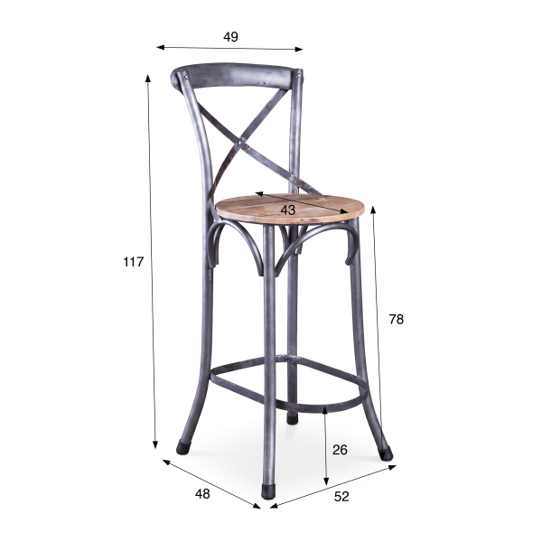 Chaise haute bistrot bois metal