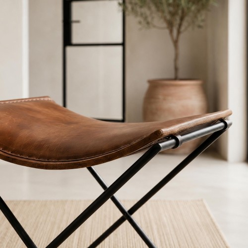 Tabouret d’appoint pliant en cuir vintage - Smart