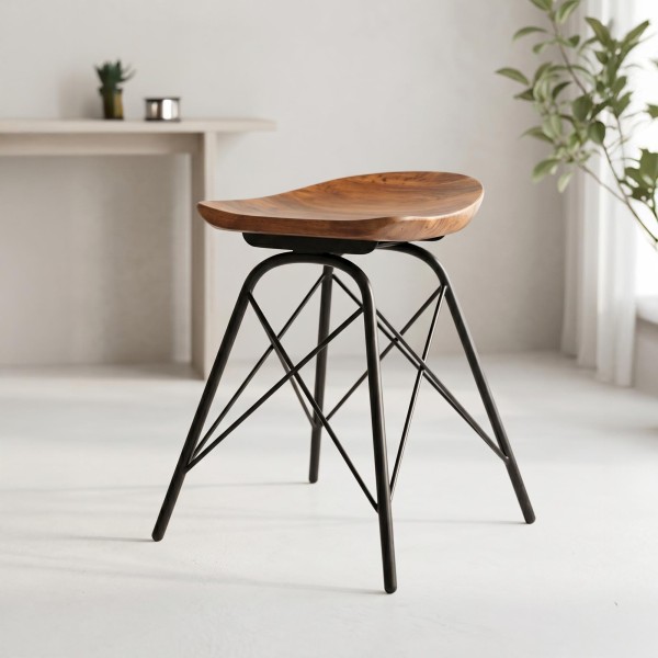 Tabouret en acier et bois - Oasis