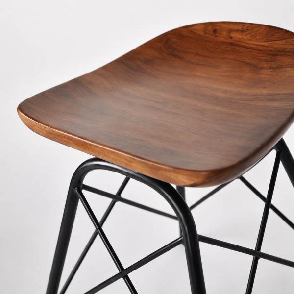 Tabouret en acier et bois - Oasis
