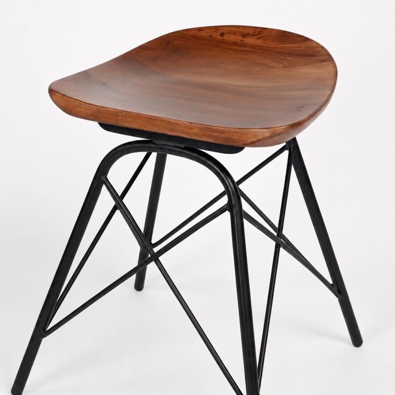 Tabouret en acier et bois - Oasis