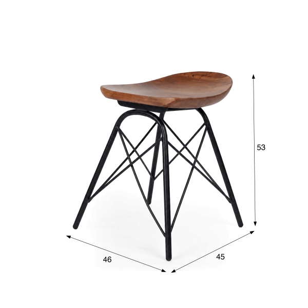 Tabouret en acier et bois - Oasis