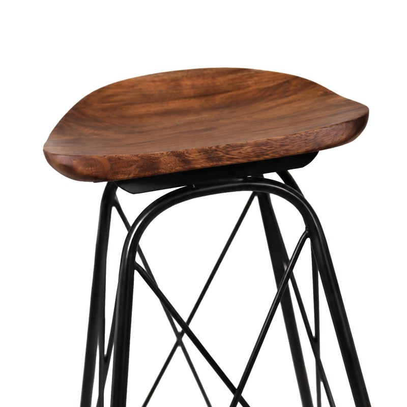 Tabouret de bar en acier et bois - Oasis