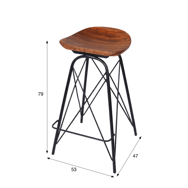 Tabouret de bar en acier et bois - Oasis