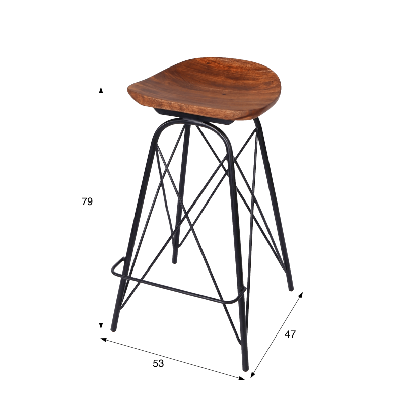 Tabouret de bar en acier et bois - Oasis