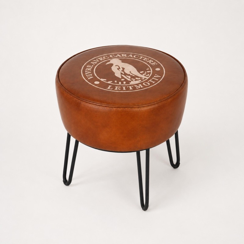 Tabouret industriel en cuir "Leitmotiv"