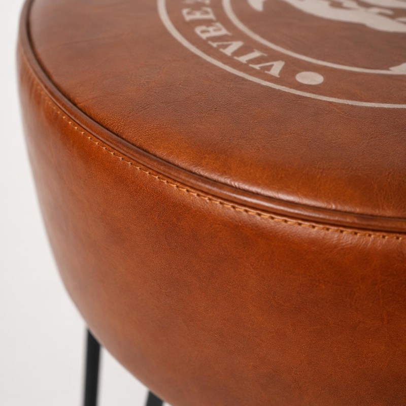 Tabouret industriel en cuir "Leitmotiv"