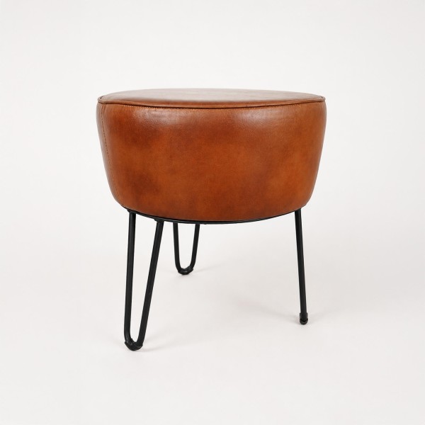 Tabouret industriel en cuir "Leitmotiv"