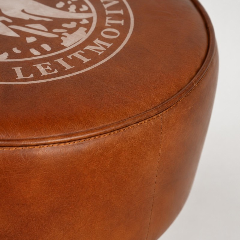 Tabouret industriel en cuir "Leitmotiv"