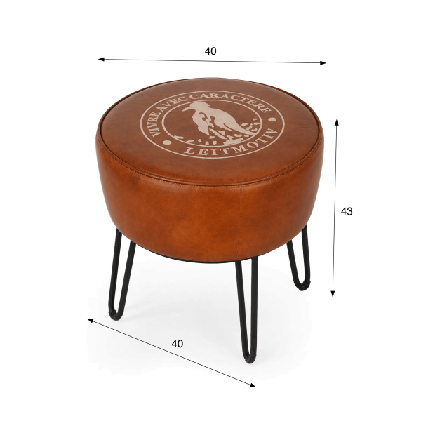 Tabouret industriel en cuir "Leitmotiv"