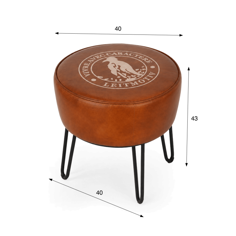 Tabouret industriel en cuir "Leitmotiv"