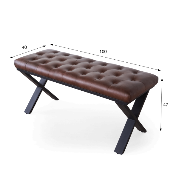 Banc en cuir et métal - Roma