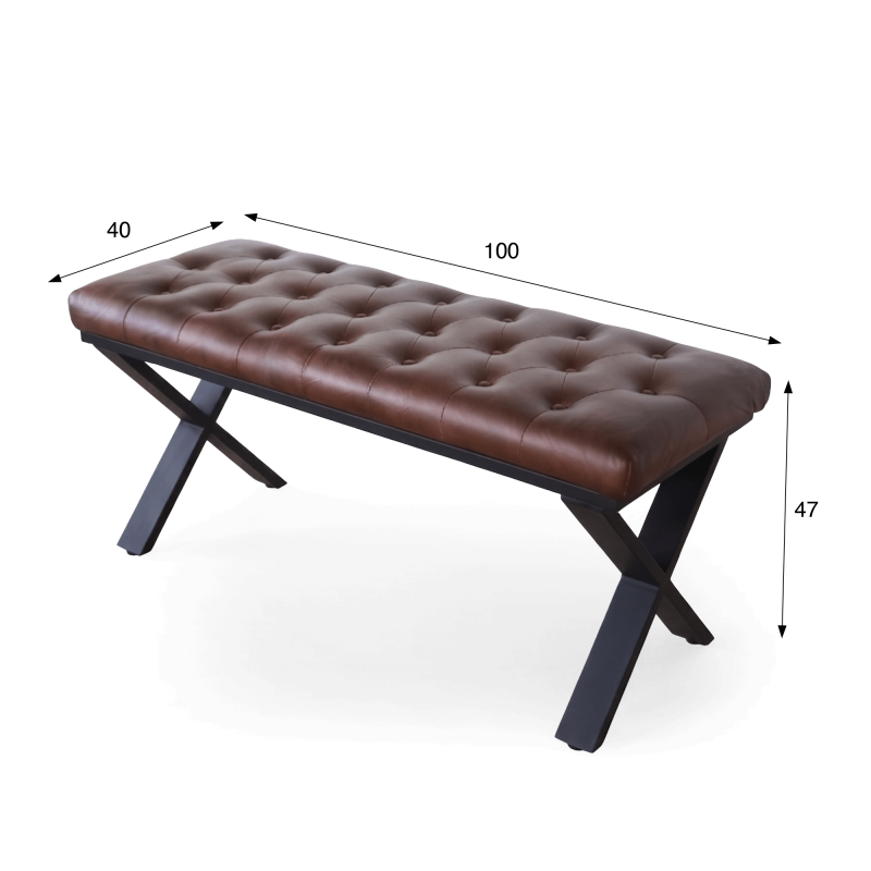 Banc en cuir et métal - Roma