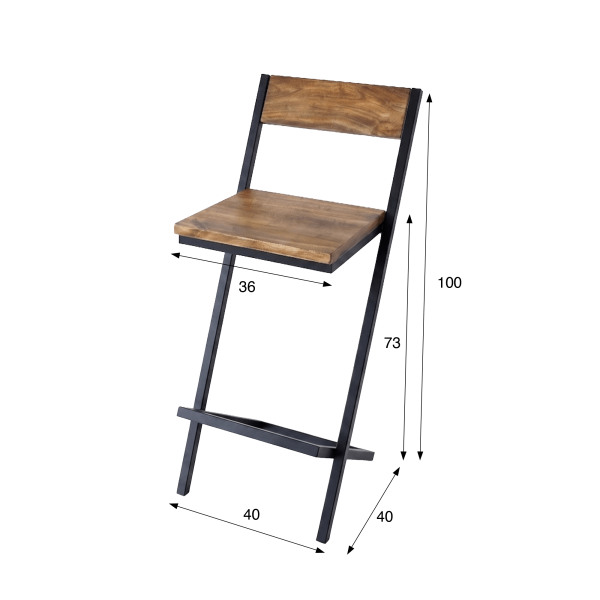 Chaise de bar bois et métal - Linea