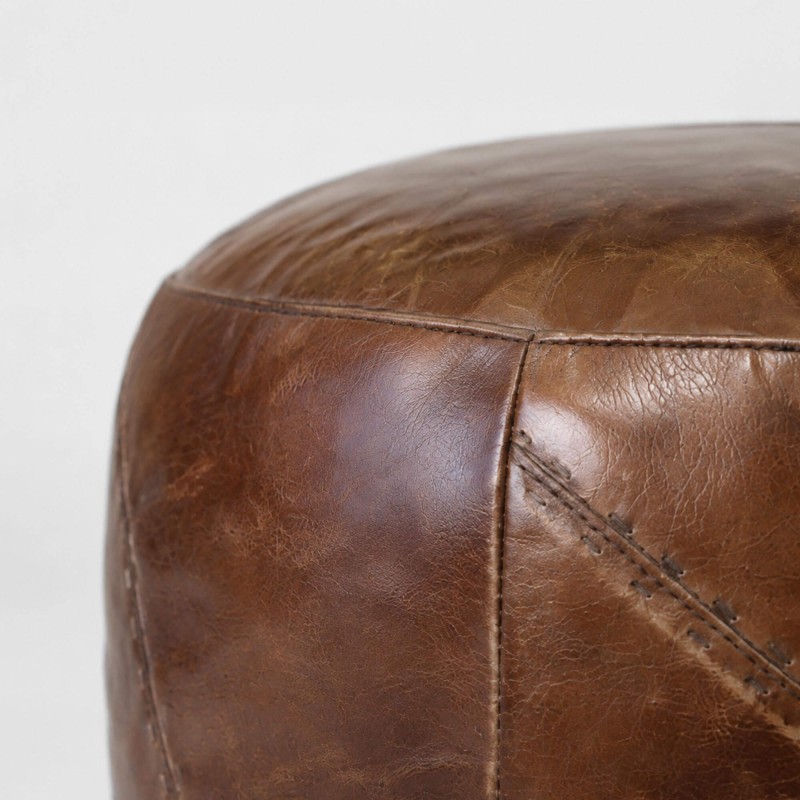 Pouf rond en cuir - Patchwork