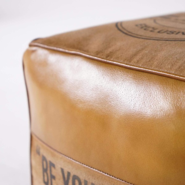 Pouf industriel en cuir "Be Yourself"