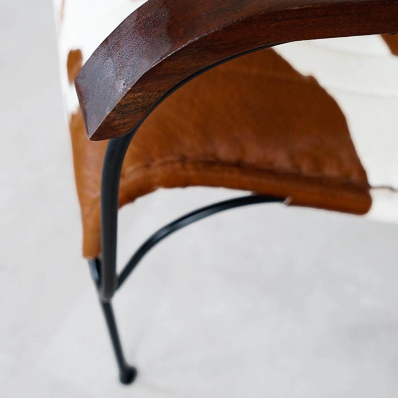 Fauteuil en peau de vache véritable brun/blanc