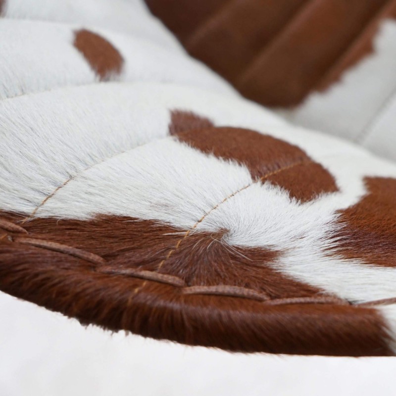 Fauteuil en peau de vache véritable brun/blanc