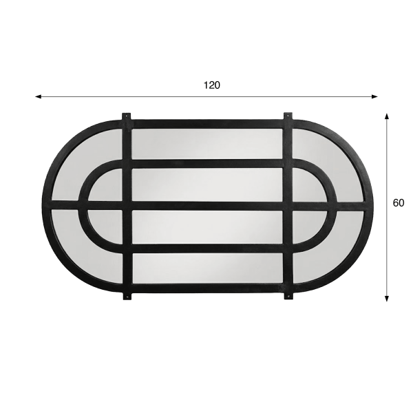 Miroir industriel ovale 120 X 60 cm