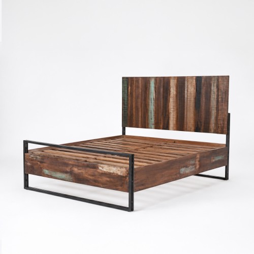 Lit 2 places industriel en bois recyclé - Recovery