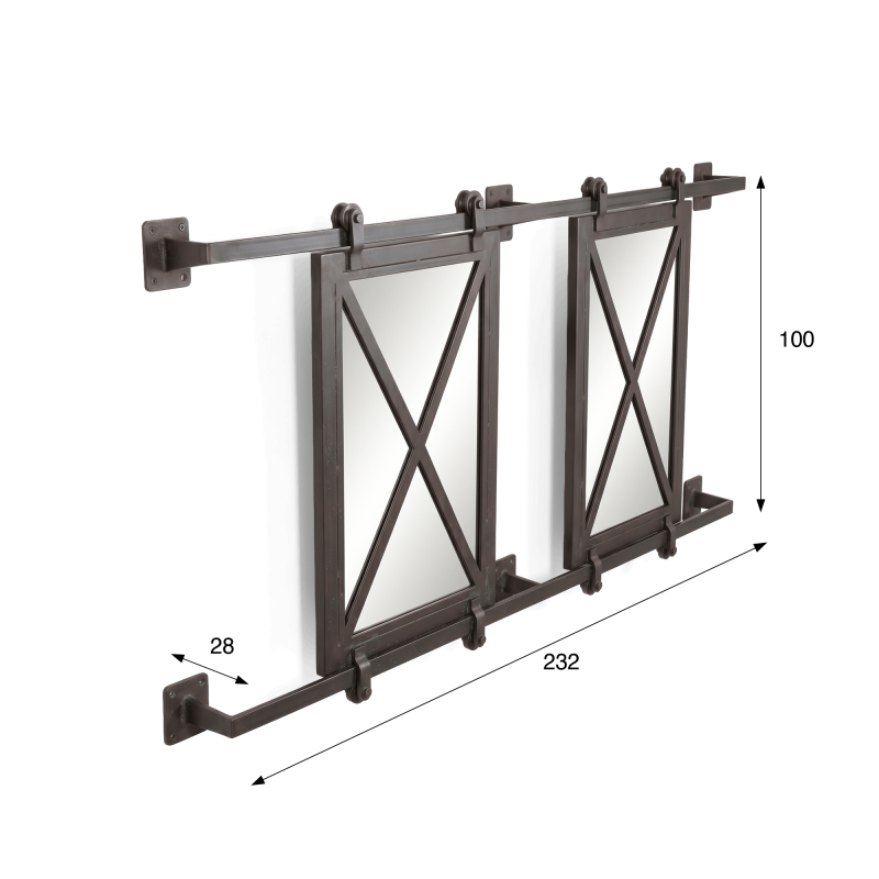 Miroir industriel coulissant