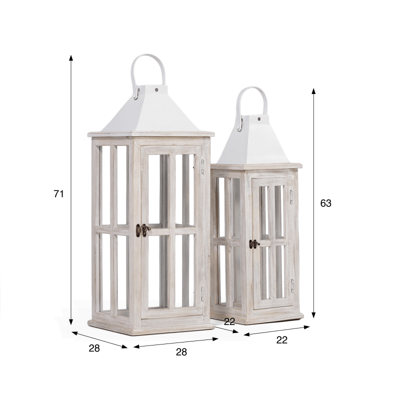Lot de 2 lanternes en bois et métal - Cottage