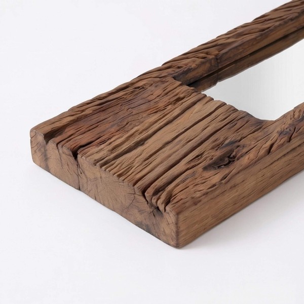 Miroir en bois brut rectangulaire 25 x 120 cm - Tree