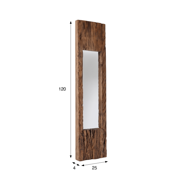 Miroir en bois brut rectangulaire 25 x 120 cm - Tree