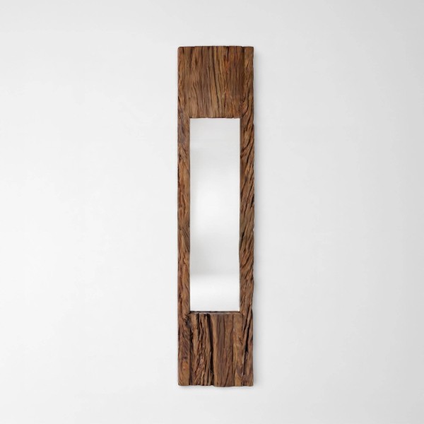 Miroir en bois brut rectangulaire 25 x 120 cm - Tree