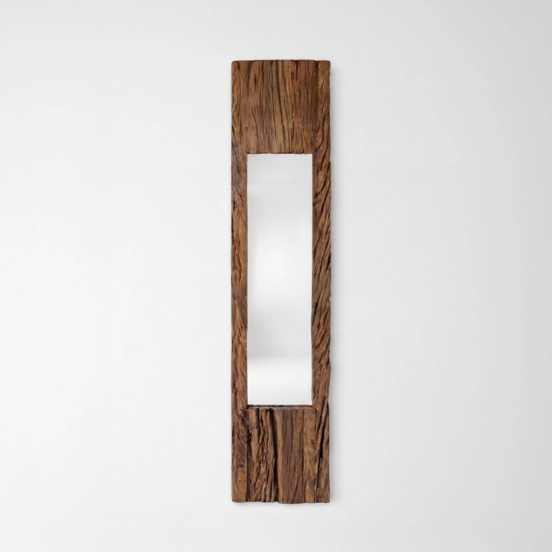 Miroir en bois brut rectangulaire 25 x 120 cm - Tree