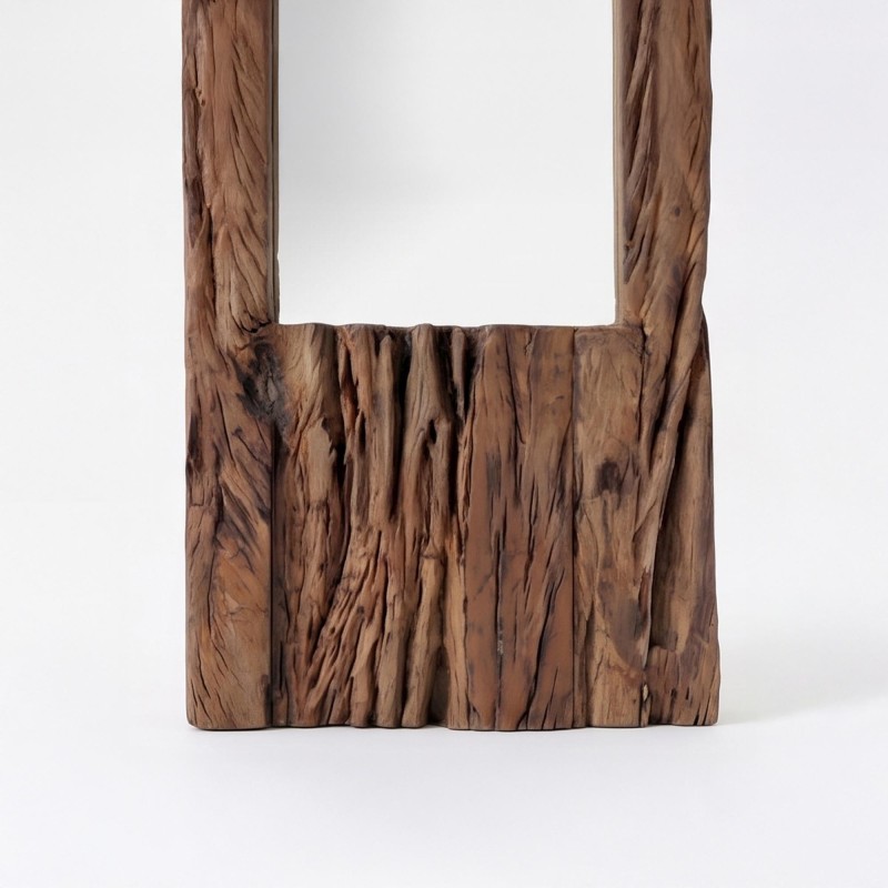 Miroir en bois brut rectangulaire 25 x 90 cm - Tree