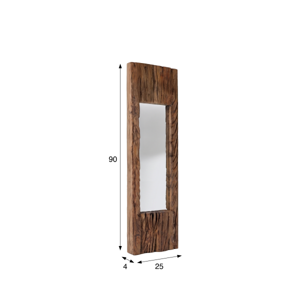 Miroir en bois brut rectangulaire 25 x 90 cm - Tree