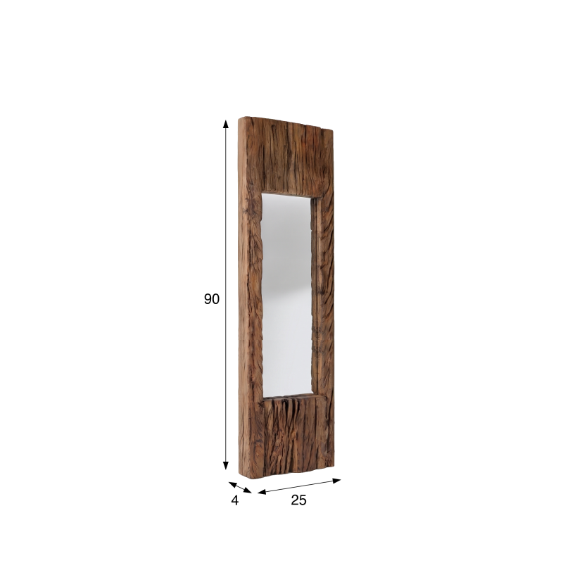 Miroir en bois brut rectangulaire 25 x 90 cm - Tree