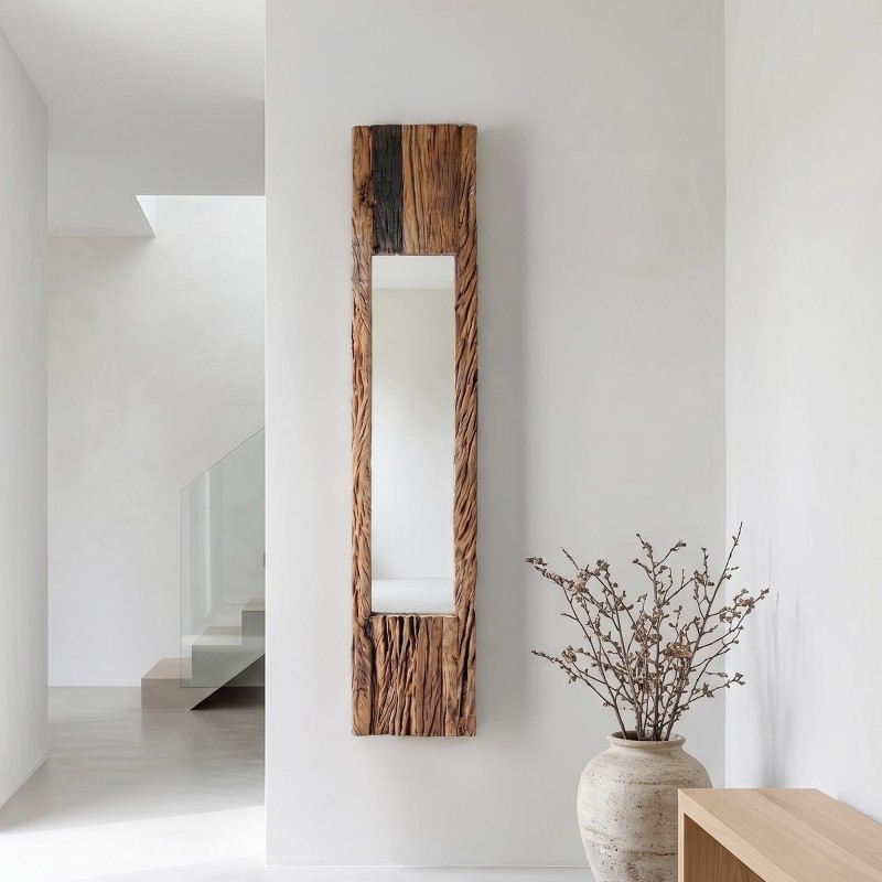 Miroir en bois brut rectangulaire 25 x 150 cm - Tree
