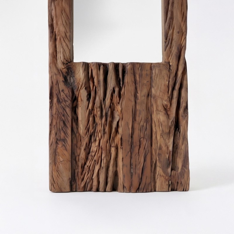 Miroir en bois brut rectangulaire 25 x 150 cm - Tree