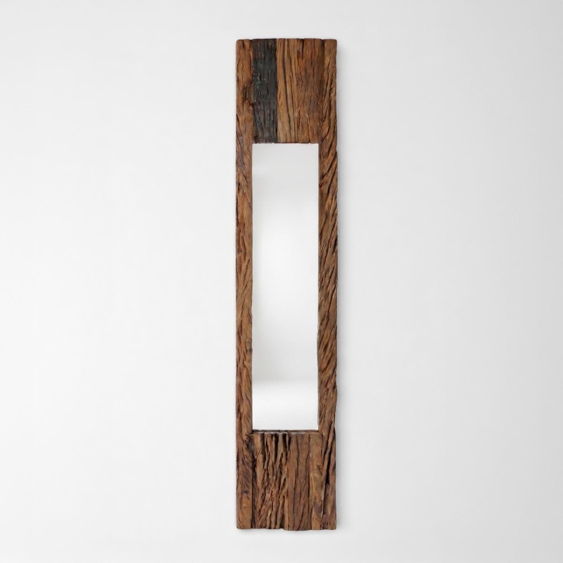 Miroir en bois brut rectangulaire 25 x 150 cm - Tree