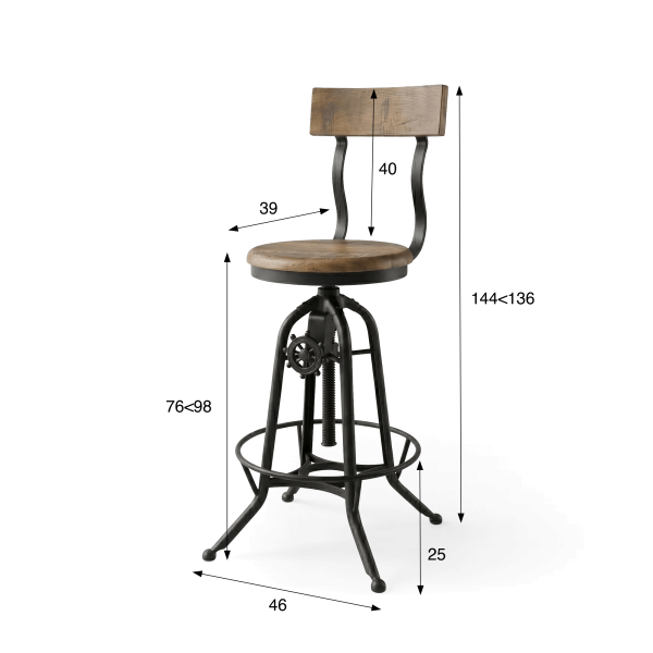 Tabouret de bar bois et métal