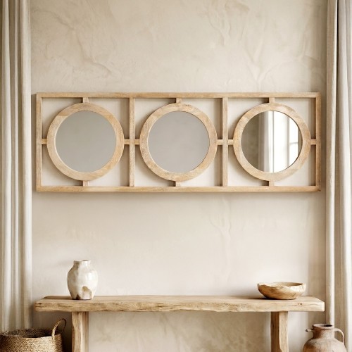 Ensemble rectangulaire 145 x 50 cm de miroirs ronds avec cadre en bois - Ellipse