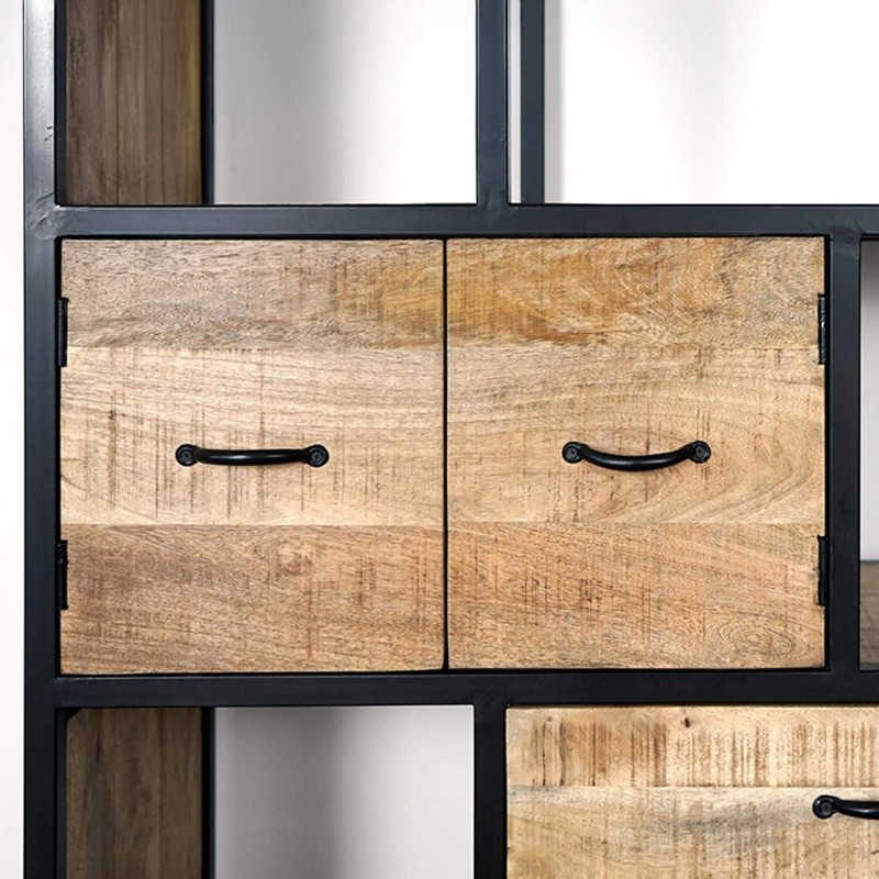 Bibliothèque étagère industrielle bois massif 185 cm x 100 cm - Walter