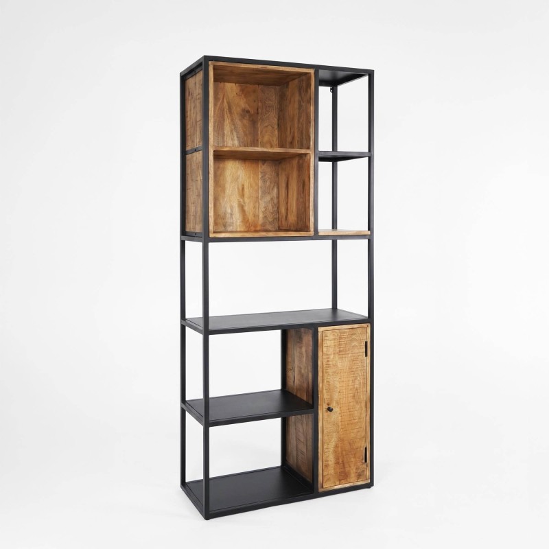 Bibliothèque étagère en métal et bois naturel 80cm - Diane