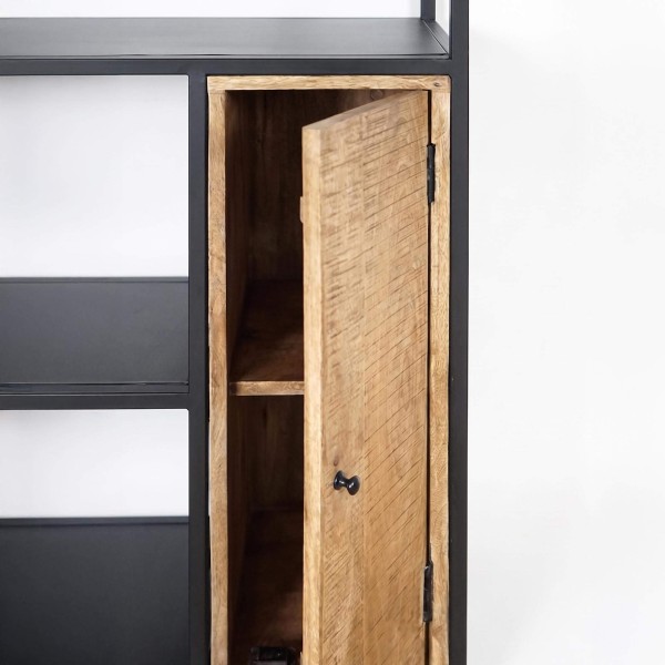 Bibliothèque étagère en métal et bois naturel 80cm - Diane