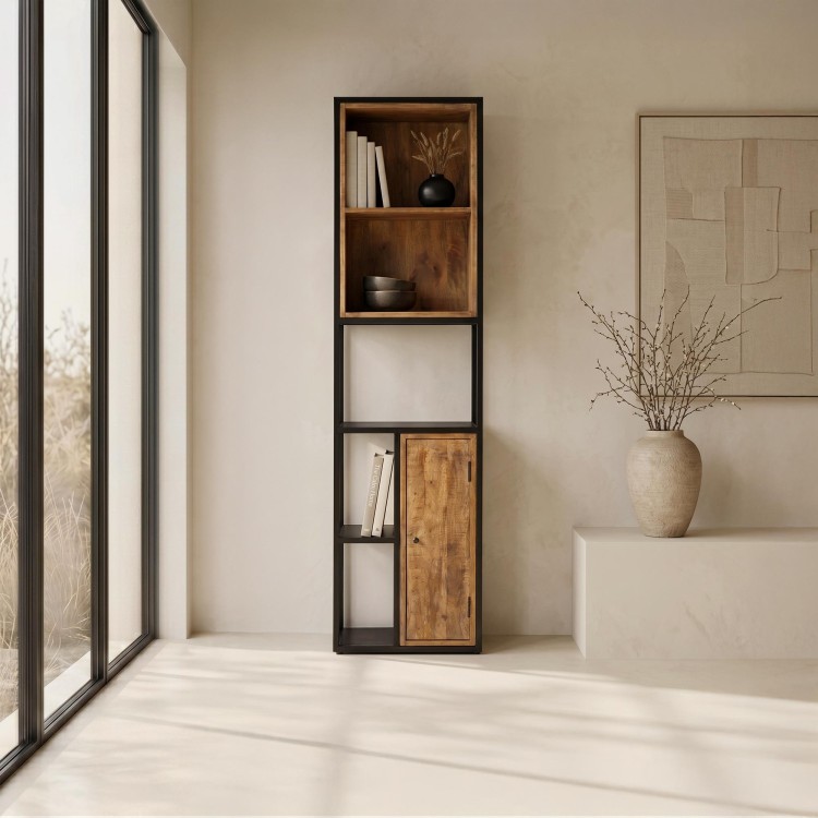 Bibliothèque étagère en métal et bois naturel 50cm - Diane