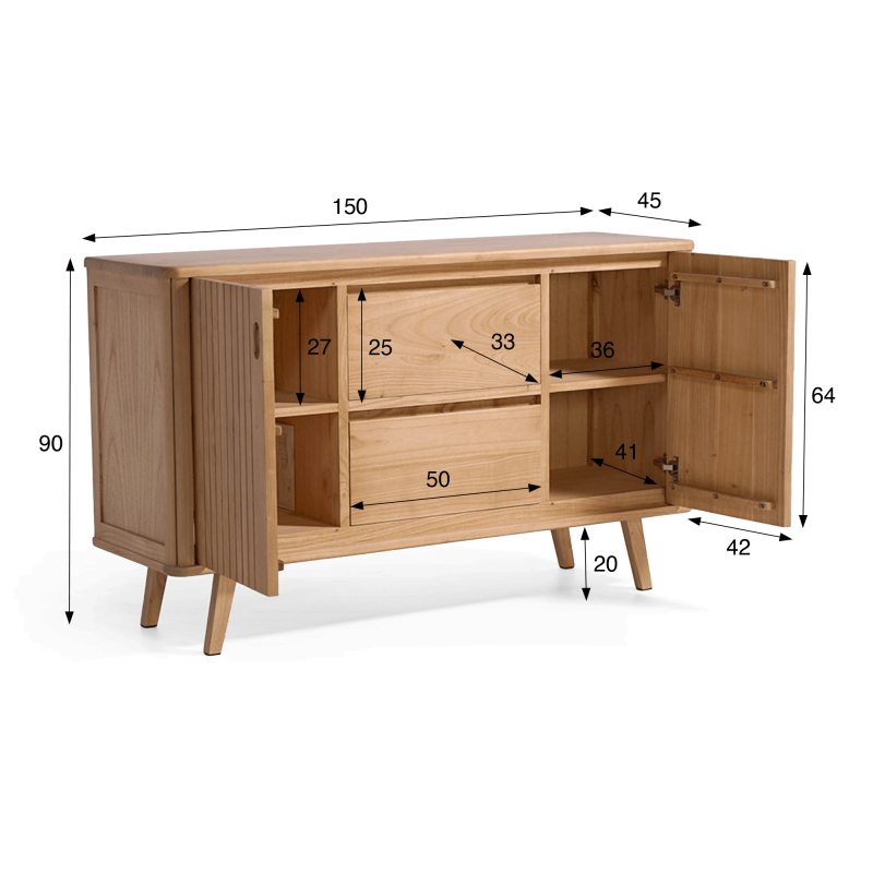 Buffet en bois massif 150 cm - Neha