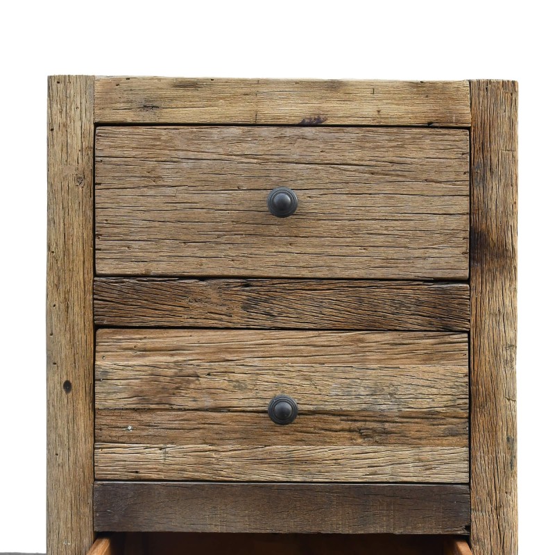Commode en bois foncé brut et ancien - Antique