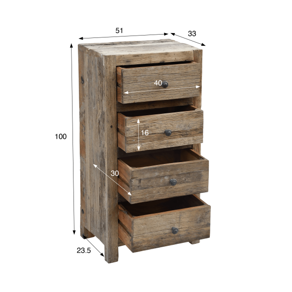Commode en bois foncé brut et ancien - Antique