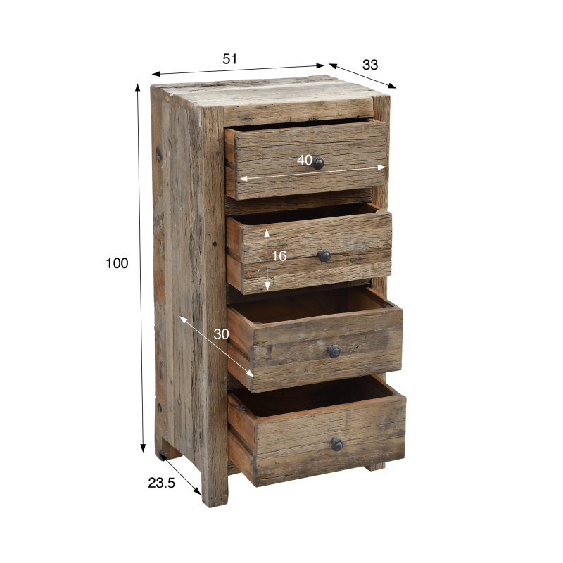 Commode en bois foncé brut et ancien - Antique