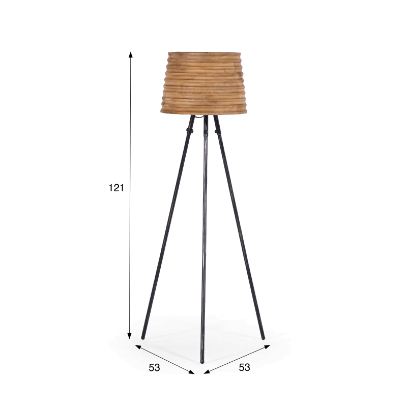 Lampe sur pied en bois naturel - Nomade