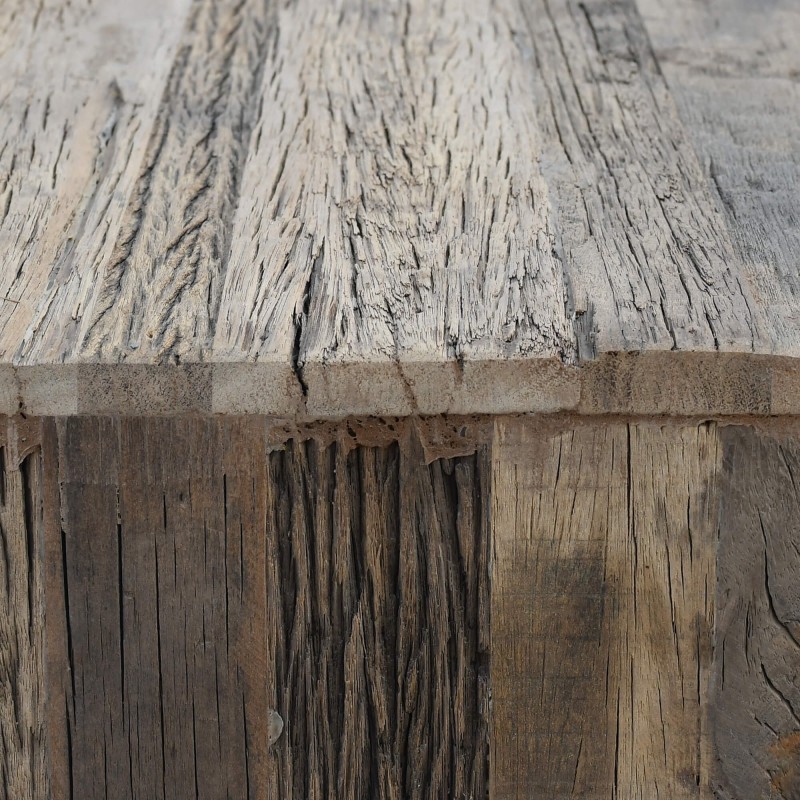 Console 3 tiroirs en bois foncé brut et ancien - Antique