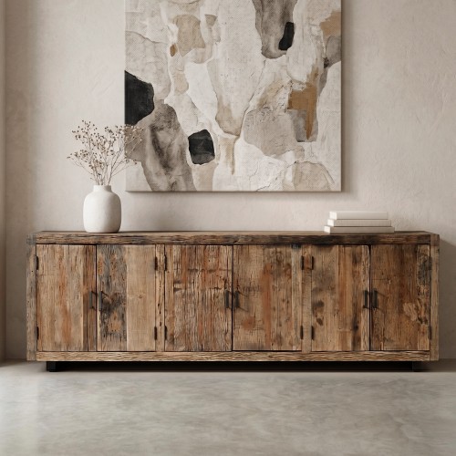 Enfilade en bois foncé brut et ancien 220 cm - Antique