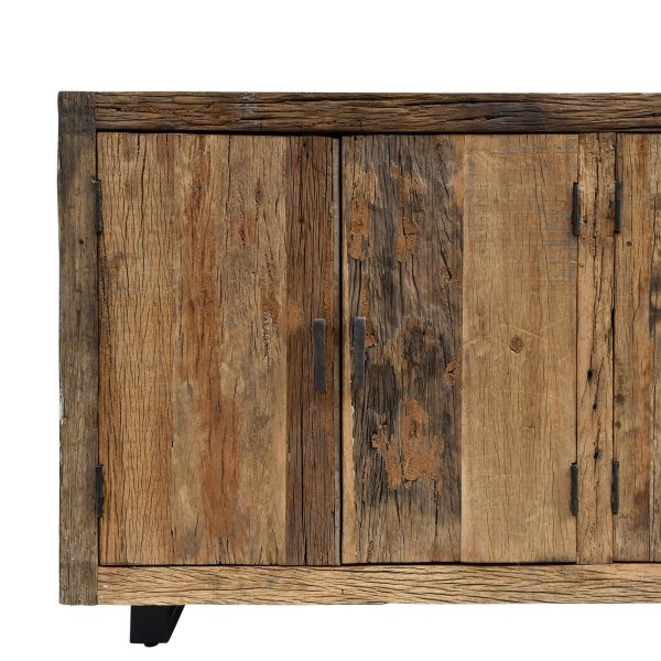 Enfilade en bois foncé brut et ancien 220 cm - Antique